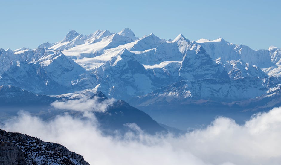 Stunning view of snow-covered peaks of the Swiss Alps in Alpnach, Switzerland. Stunning view of snow-covered peaks of the Swiss Alps in Alpnach, Switzerland.